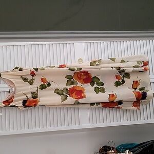 Double georgette  original Coldwater Creek  dress light beige with flowers